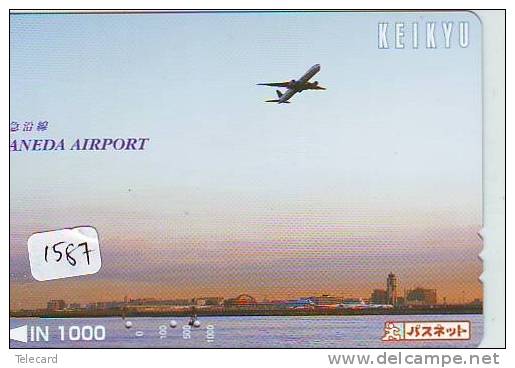 Carte Prépayée  Japon * AVION (1587) HANEDA * AIRLINES * AIRPORT * AIRPLANE *  PREPAID CARD * JAPAN * FLUGZEUG * - Avions