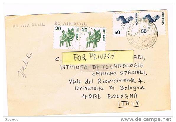 INDIA  - STORIA POSTALE - 1978 CARTOLINA DA BANGALORE DIRETTA IN ITALIA -    RIF.395 - Briefe U. Dokumente