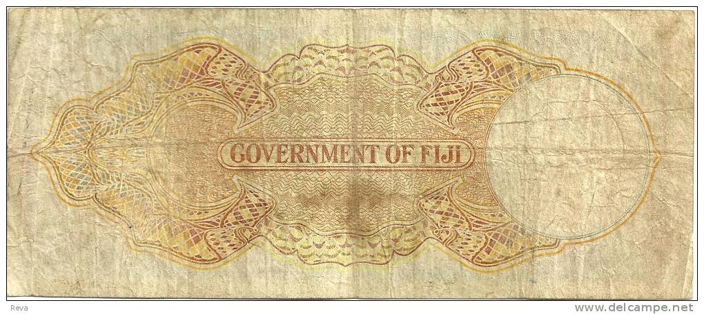 FIJI  BRITISH 5 SHILLINGS BLUE KGVI HEAD FRONT MOTIF BACK DATED 01-6-1951 P.37d F+ READ DESCRIPTION!!I - Fidji