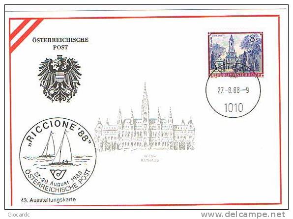 AUSTRIA - STORIA POSTALE -  1988 RICCIONE 88 CON ANNULLO  WIEN 27.8.88 -   RIF. 403 - Brieven En Documenten