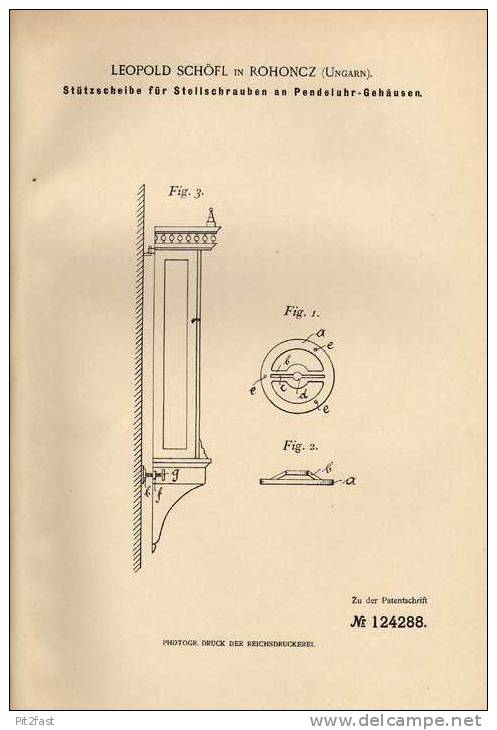 Original Patentschrift - L. Schöfl In Rohoncz , Ungarn , 1900 , Pendeluhr , Uhr , Gehäuse , Wanduhr !!! - Sonstige & Ohne Zuordnung