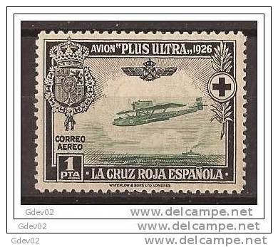 ES347-LA1019TTSC. Spain Espagne.AVION.CRUZ ROJA ESPAÑOLA. AEREA 1926 (Ed 347**) Sin Charnela MAGNIFICO - Autres & Non Classés