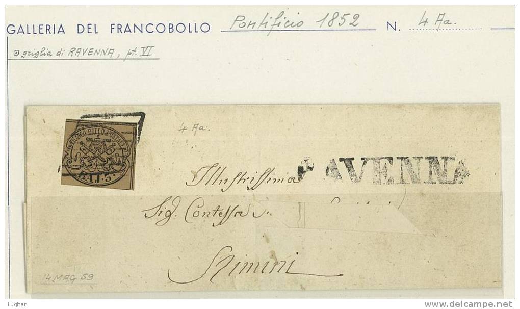 STORIA POSTALE - STATO PONTIFICIO - SASS. 4 Aa - 3 BAJ BRUNO  - II° SCELTA   LETTERA  - PAPAL STATE - Stato Pontificio