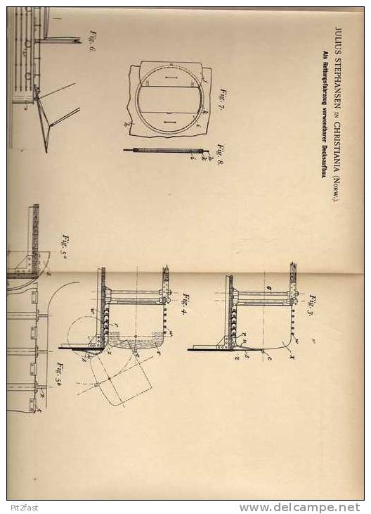 Original Patentschrift - J. Stephansen In Christiana , 1900 , Schiffaufbau Als Rettungsboot , Boot !!! - Sonstige & Ohne Zuordnung