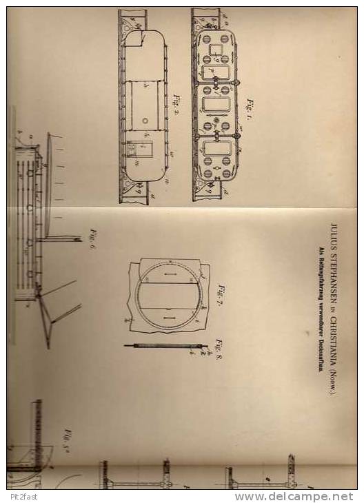 Original Patentschrift - J. Stephansen In Christiana , 1900 , Schiffaufbau Als Rettungsboot , Boot !!! - Autres & Non Classés