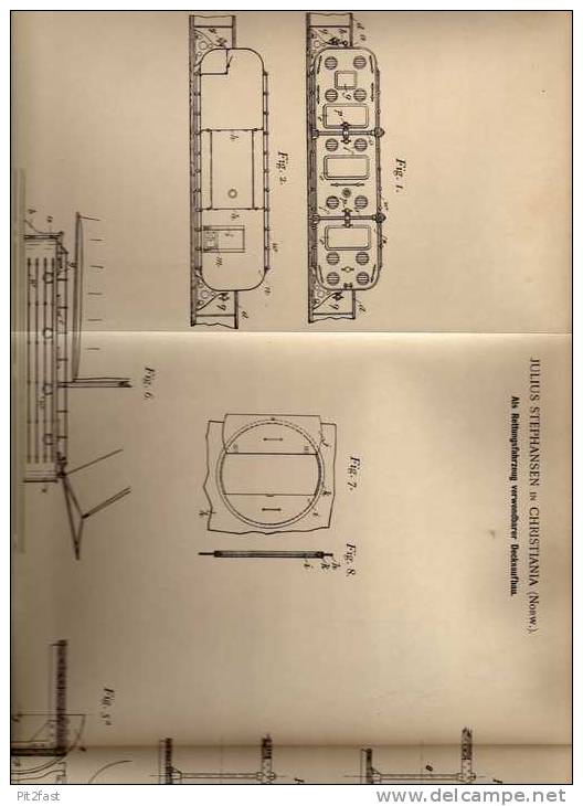 Original Patentschrift - J. Stephansen In Christiana , 1900 , Schiffaufbau Als Rettungsboot , Boot !!! - Other & Unclassified