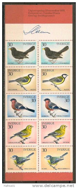 Czeslaw Slania. Sweden 1970. Birds. Booklet. Michel  MH 27  MNH.  Signed. - 1951-80