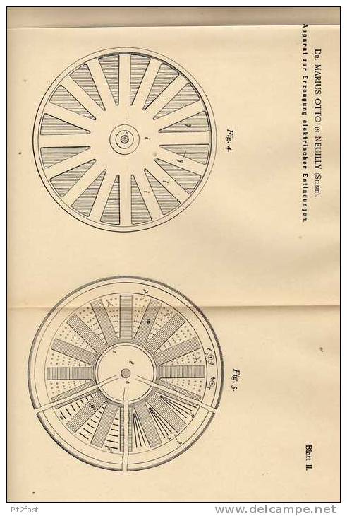 Original Patentschrift - Dr. M. Otto In Neuilly , Seine , 1899 , Apparat Für Elektrische Entladungen !!! - Machines