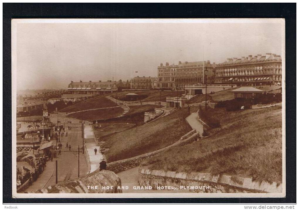 RB 865 Early Real Photo Postcard - The Hoe &amp; Grand Hotel Plymouth Hoe Devon - Plymouth