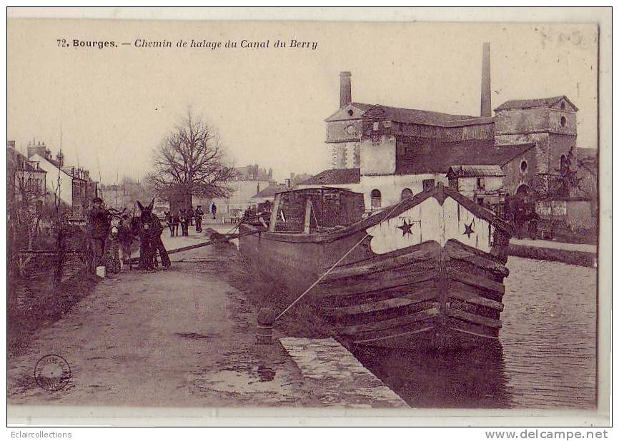 Bourges  18   Chemin De Halage Du Canal Du Berry . Anes  (voir Scan) - Bourges