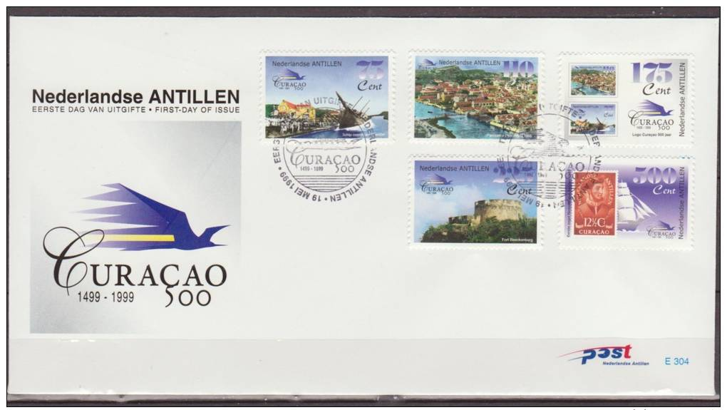 Nederlandse Antillen, 1999, History Of Curacao, Plane, Ship, Stamp, E304, FDC - Antille