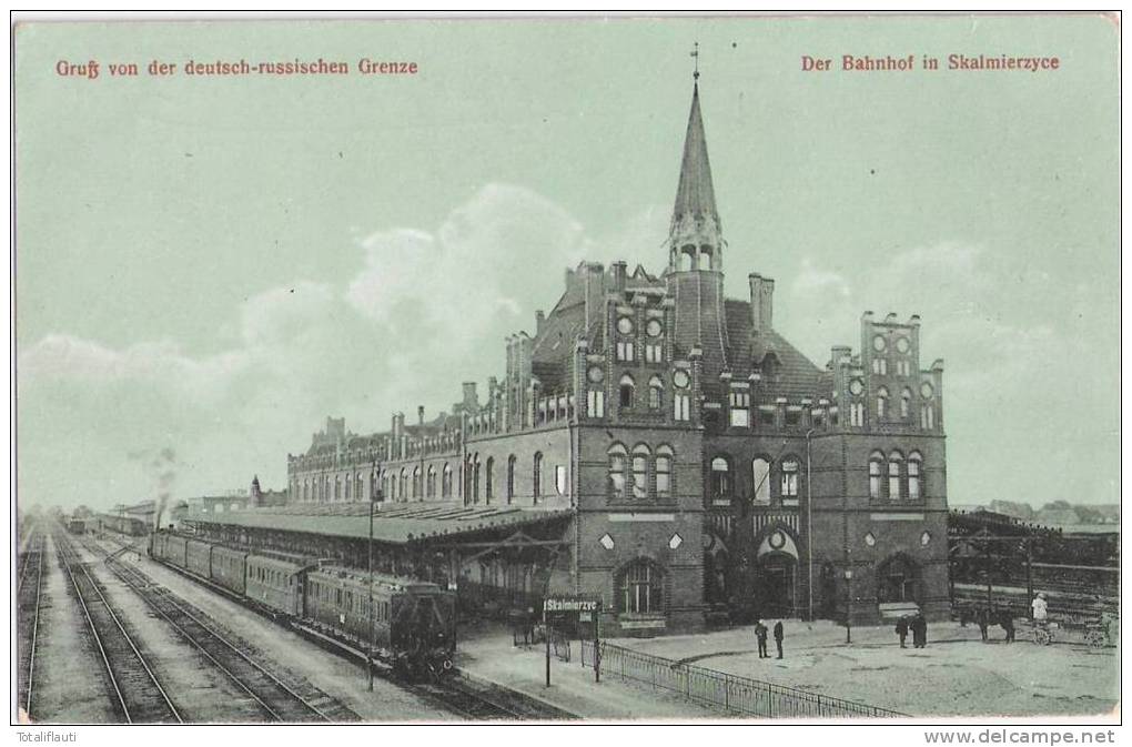 Grenze Germany Russia World War I Bahnhof Skalmierzyce Feldpost 31.1.1915 Train Granitza - Posen
