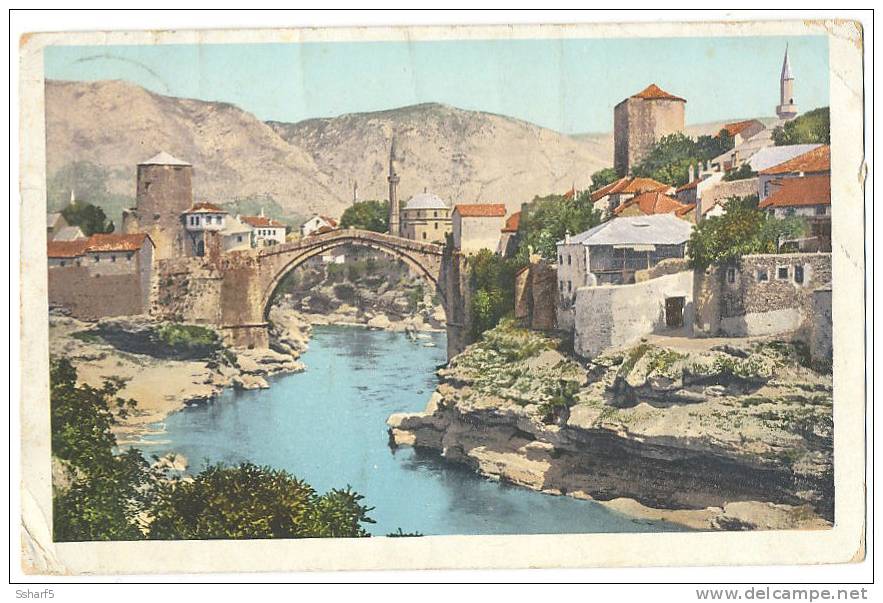 MOSTAR Bridge Brückenansicht 1910 Color - Jugoslavia