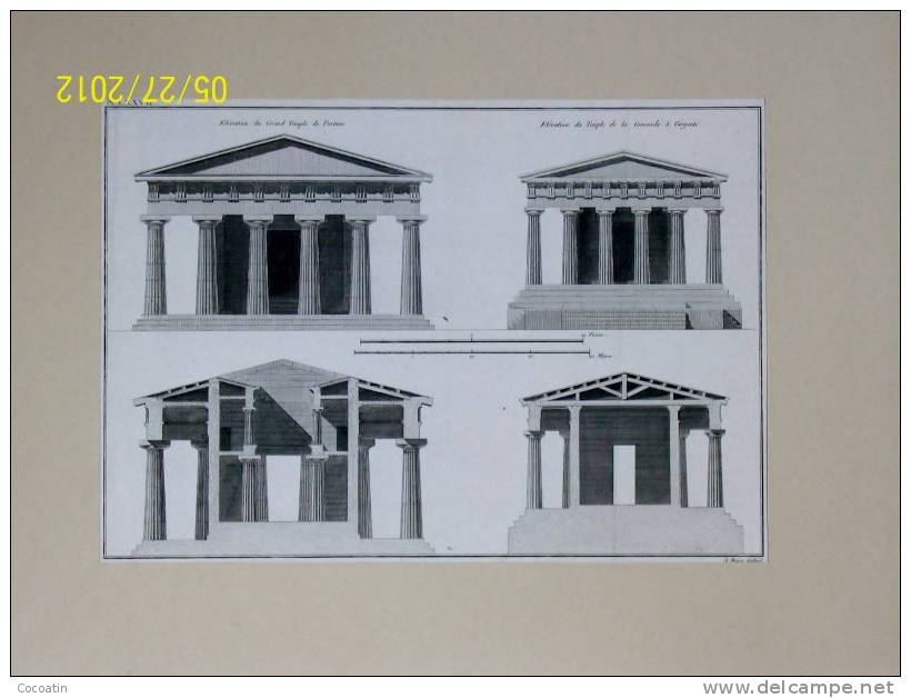 Elevations / Coupes Temple De Pestum &  Girgenti / Planche LXXVII  / Traité Théorique Et Pratique De L´art De Bâtir - Architecture