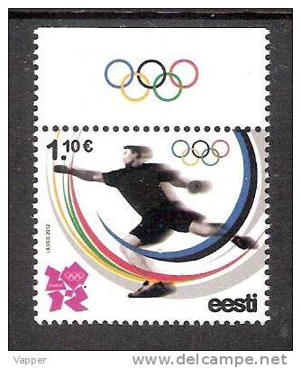 Olympic Estonia 2012 MNH Stamp + Label With Olympic Rings. XXX Olympic Games In London Mi 736 - Zomer 2012: Londen