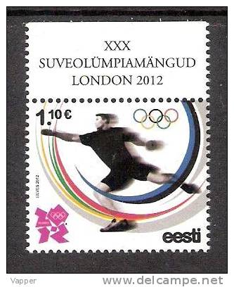 Olympic Estonia 2012 MNH Stamp + Label With Text. XXX Olympic Games In London Mi 736 - Sommer 2012: London