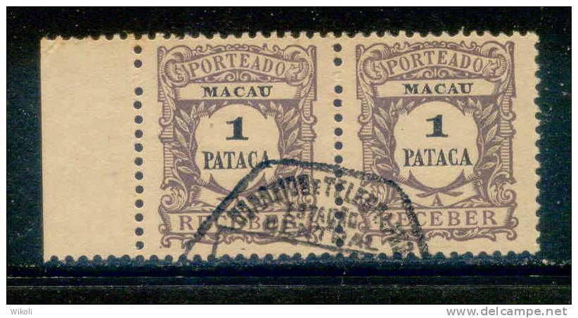 ! ! Macau - 1904 Postage Due 1 P (in Pair) - Af. P 11 - Used - Portomarken