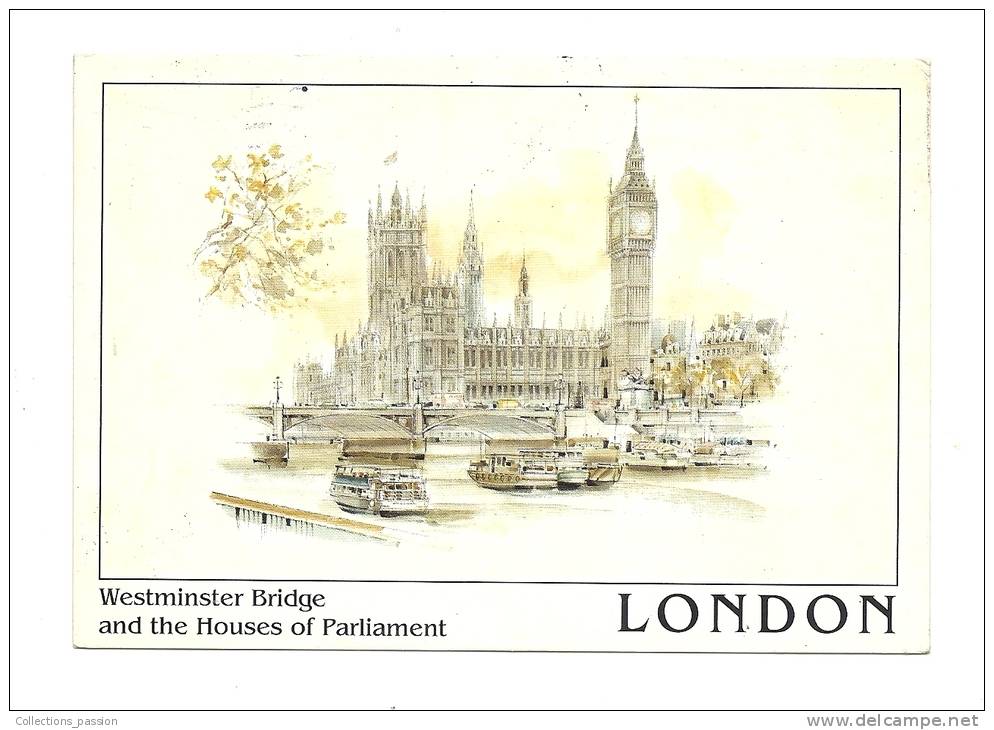 Cp, Angleterre, Londres, Westminter Bridge And The Houses Of Parliament,  Voyagée 2002 - Houses Of Parliament
