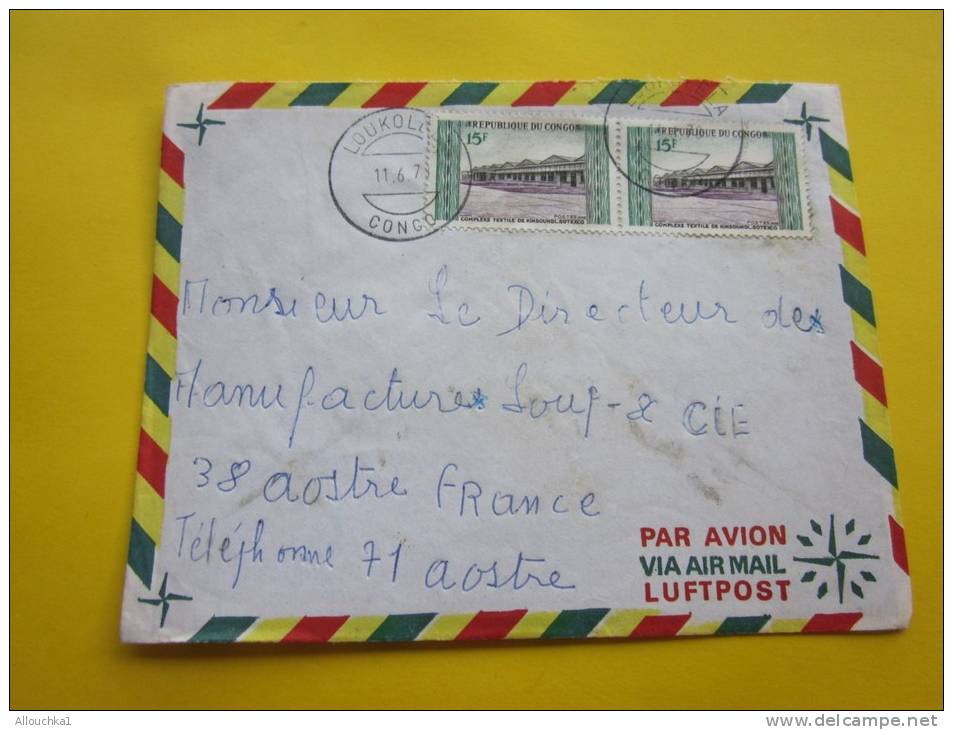 Loukole  Lettre De La République Du Congo En Afrique Pour Aoste 38 France ( Juste Après Indépendance ) - Gebraucht