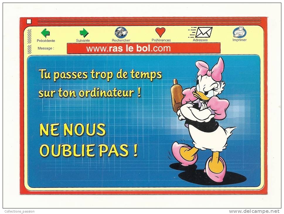 Cp, Walt Disney, Cartoon Collection, Daisy, Tu Passes Trop De Temps Sur Ton Ordinateur... - Otros & Sin Clasificación