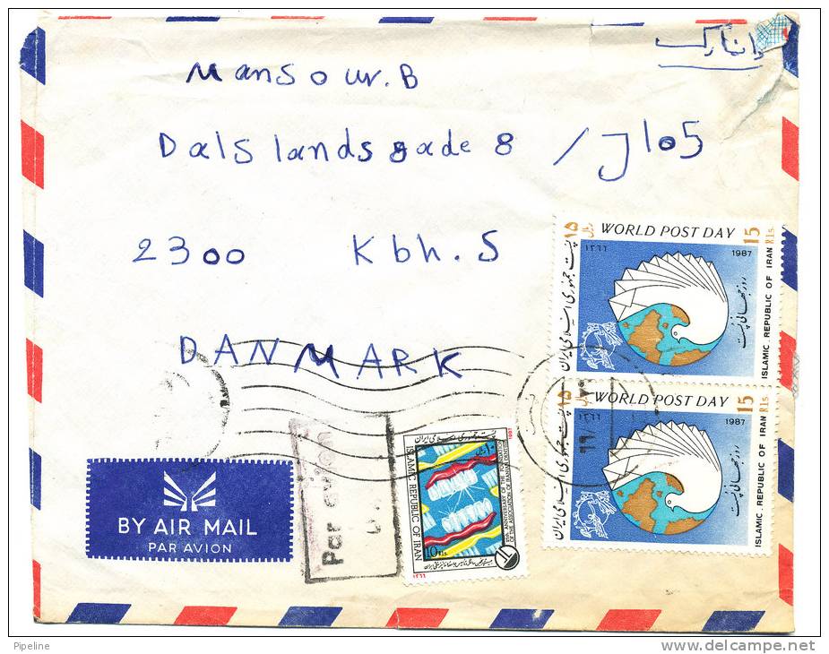 Iran Air Mail Cover Sent To Denmark  (tears At The Top Of The Cover) - Iran