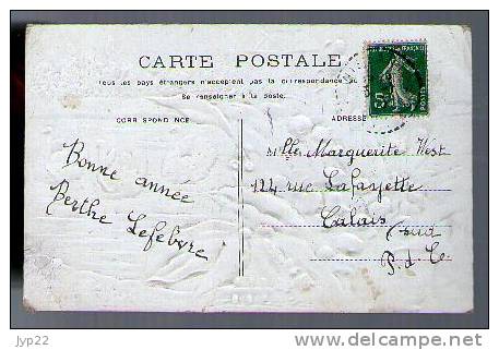 Jolie CP Ancienne Gauffrée Bons Baisers CAD 3-01-1913 Pour La Bonne Année - Muguet Lac Cygne Colombe Ou Tourterelle ? - New Year