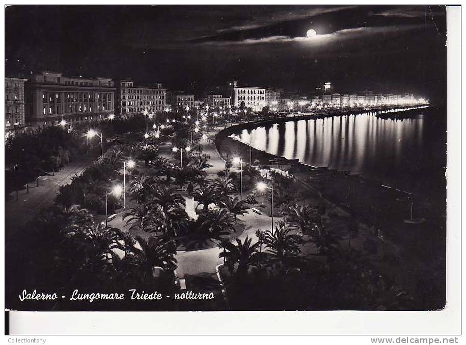 Salerno - Lungomare Trieste - Notturno - Formato Grande -  Viaggiata 1960 - Salerno