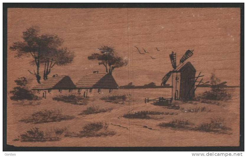 Illustrateur - Postcard On Wood  - Windmill - Windmuhle - Sonstige & Ohne Zuordnung