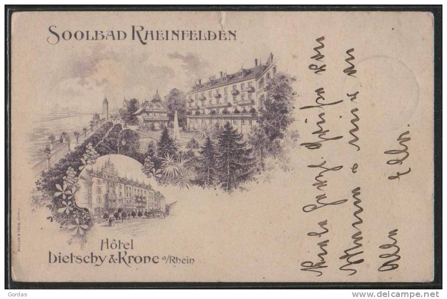 Germany - Soolbad Rheinfelden - Hotel Dietschy & Krone A. Rhein - Litho - Rheinfelden