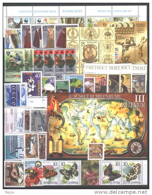 2000 - YUGOSLAVIA - COMPLETE YEAR - 42 V + Carnet + 2 Bl + 5 Tax - **MNH - Komplette Jahrgänge