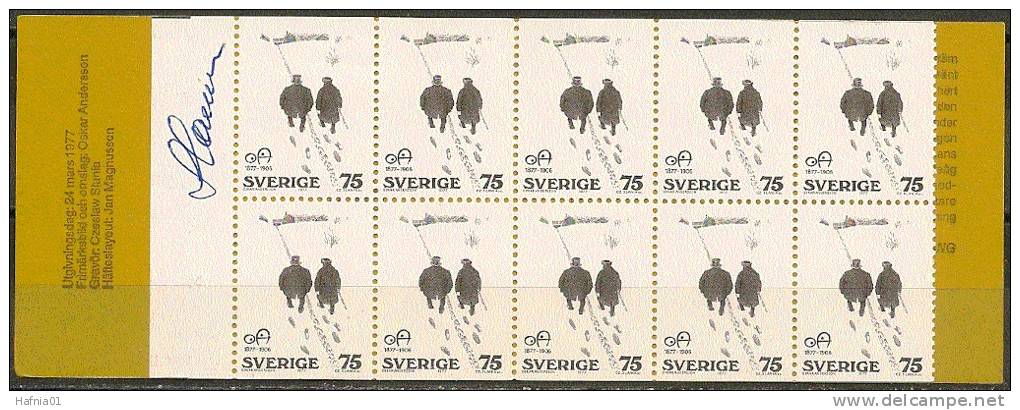 Czeslaw Slania. Sweden 1977. 100 Anniv Oscar Andersson.  Booklet Michel  981 D, MH MNH. Signed. - 1951-80