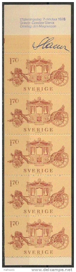 Czeslaw Slania. Sweden 1978. Coronation Carriage Booklet. Michel  1044 MH  MNH. Signed. - 1951-80