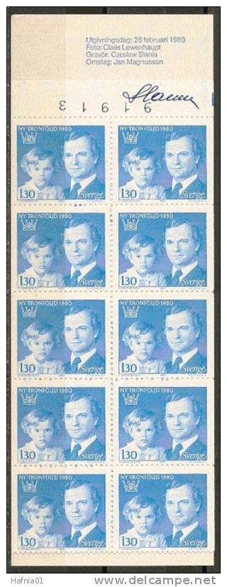 Czeslaw Slania. Sweden 1980. King Carl XVI Gustaf/Princess Victoria. Booklet.Michel 1101 D MH  MNH. Signed. - 1951-80