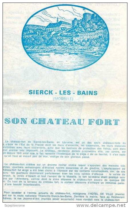 Sierck-les-Bains Moselle Son Château Fort Plan Pour La Visite - Autres & Non Classés