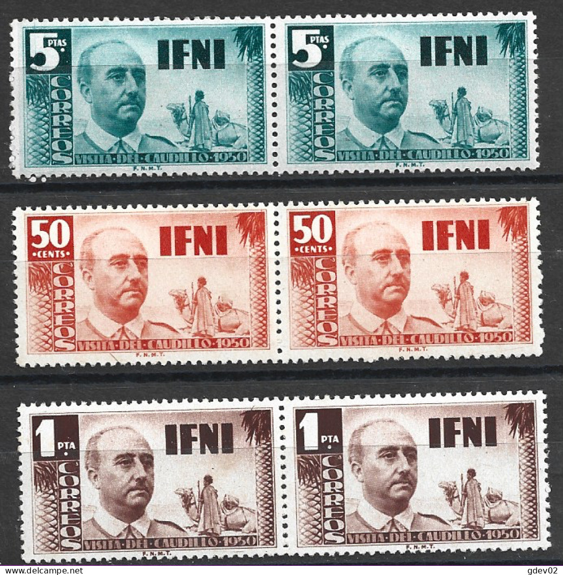 IF73-L4436-TESPCOLIF.Maroc .Marocco.CAMELLOS.IFNI  ESPAÑOL.General.Franco.1951   .(Ed 73/5**) Sin Charnela.Magnifica. - Ifni