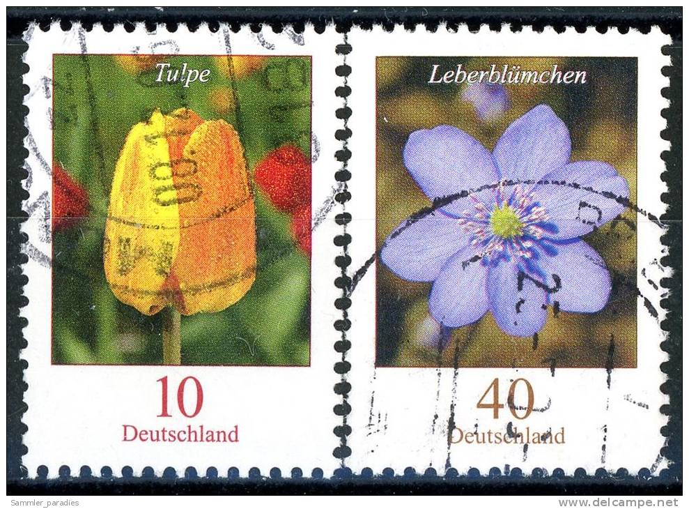 BRD - Michel 2484 / 2485 - OO Gestempelt (A) - 10-40C  Blumen, Tulpe, Leberblümchen - Usados