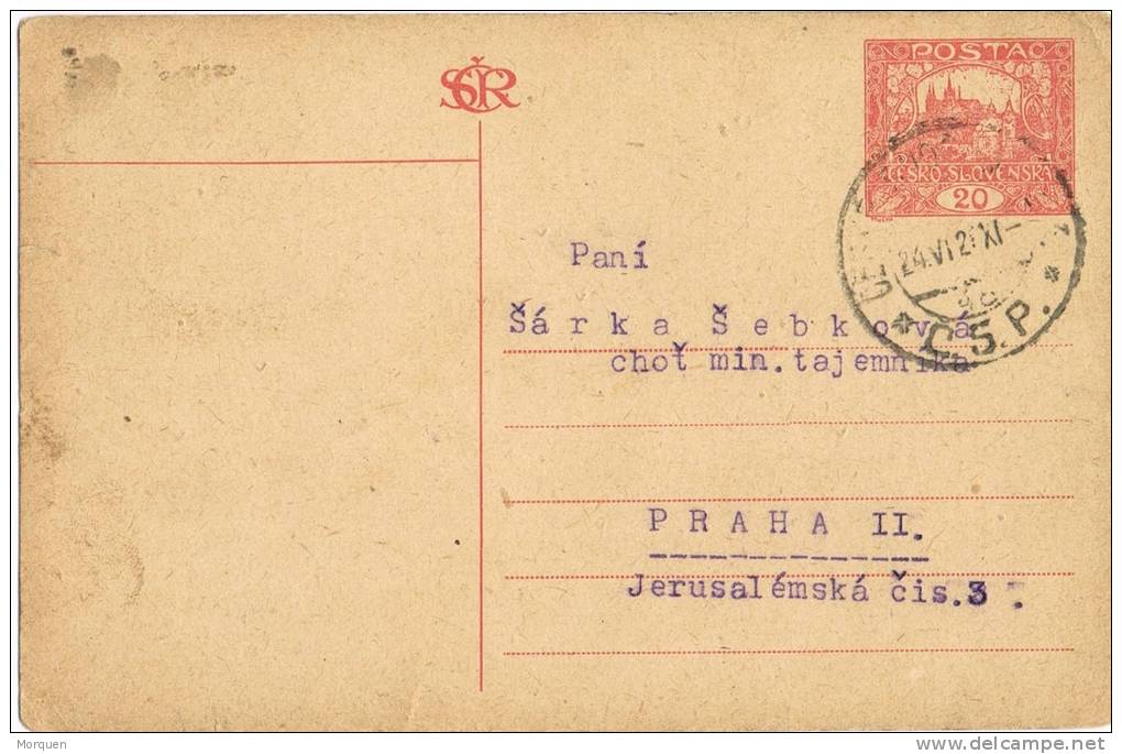 Entero Postal CESKE BUJEDOVICE (Checoslovaquia) 1921. Hradcany - Cartes Postales