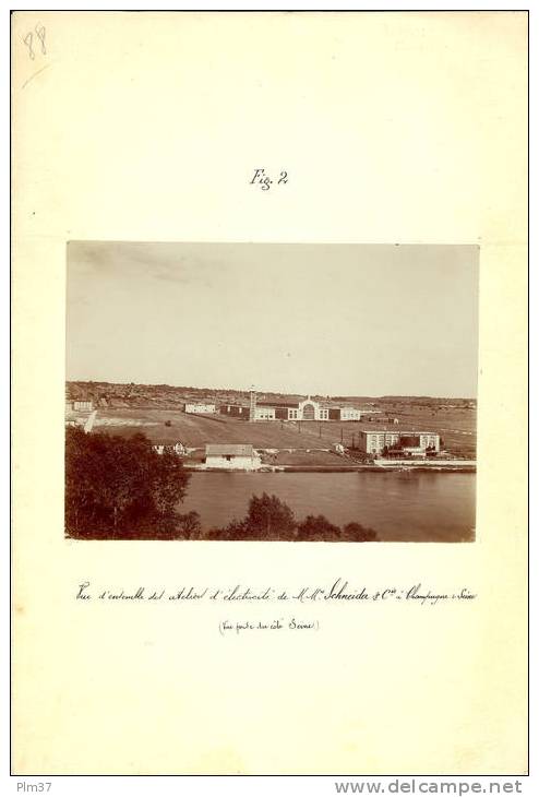 CHAMPAGNE SUR SEINE - Schneider & Cie - 7 Photos Collées Sur Papier Avec Légende Manuscrite - Electricité - Old (before 1900)