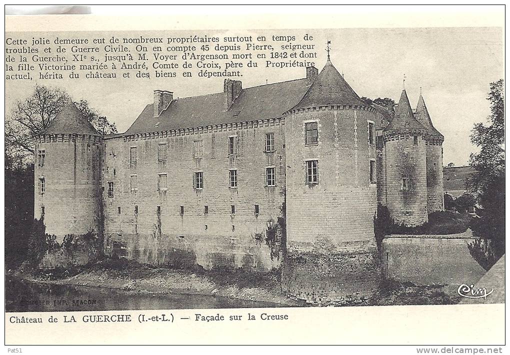 37 - La Guerche :  Le Château - Façade Sur La Creuse - Other & Unclassified