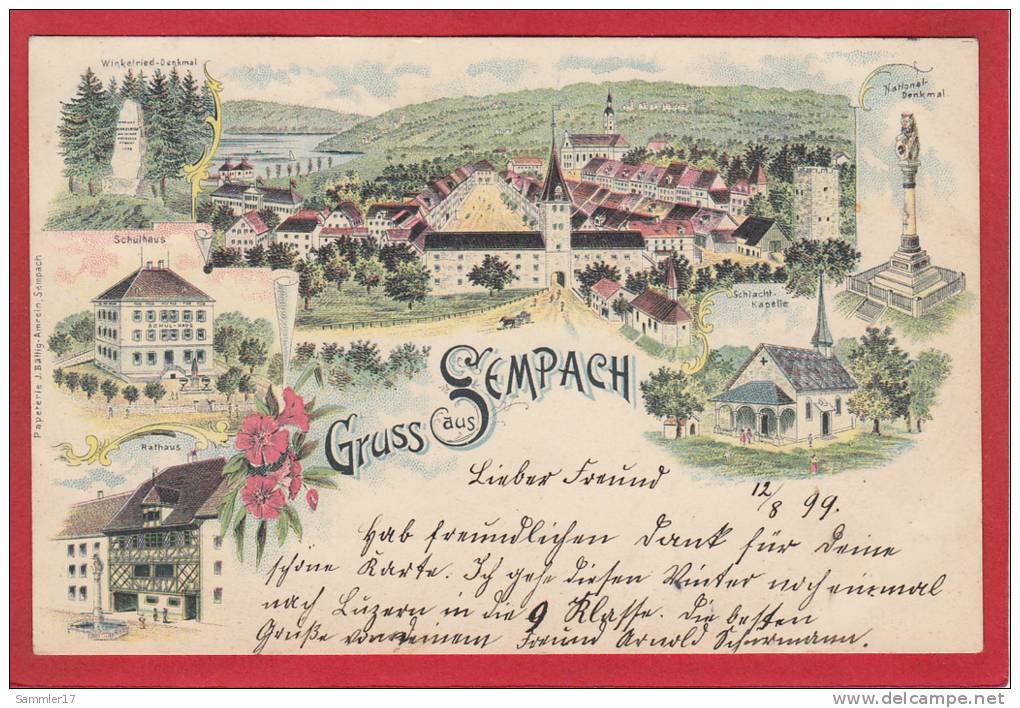 SEMPACH LITHO 1899 - Sempach