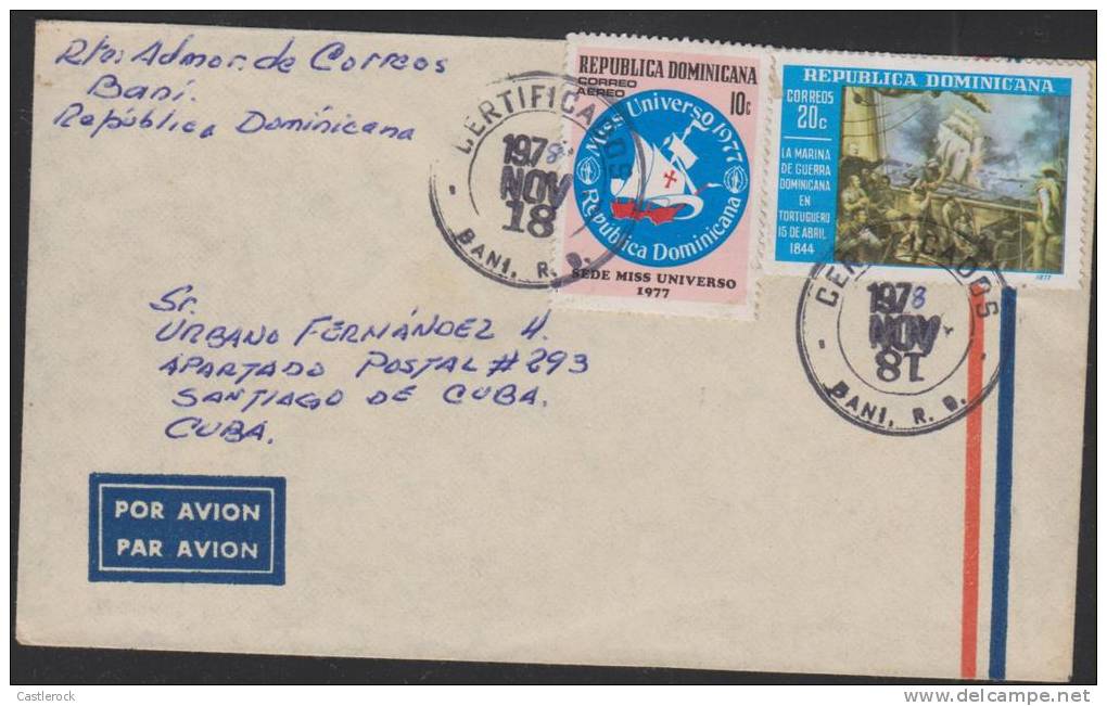 M)1978,CRIC.COVER DOMINICAN REPUBLIC TOCUBADOMINICAN NAVY ,CARAVEL STAMPS.- - Dominican Republic