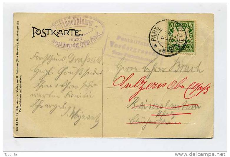 Um 1900 Bayern  Frankierte Postkarte Garmisch Stempel Posthilfsstelle Vordergraseck - Covers & Documents