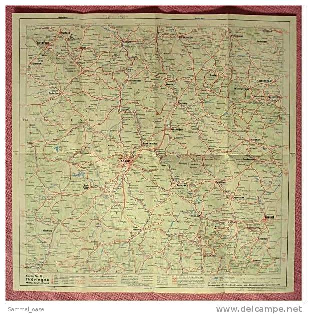 Ca.1938  Shell Straßenkarte Nr. 11 Thüringen / Mitteldeutschland - Strassenkarten