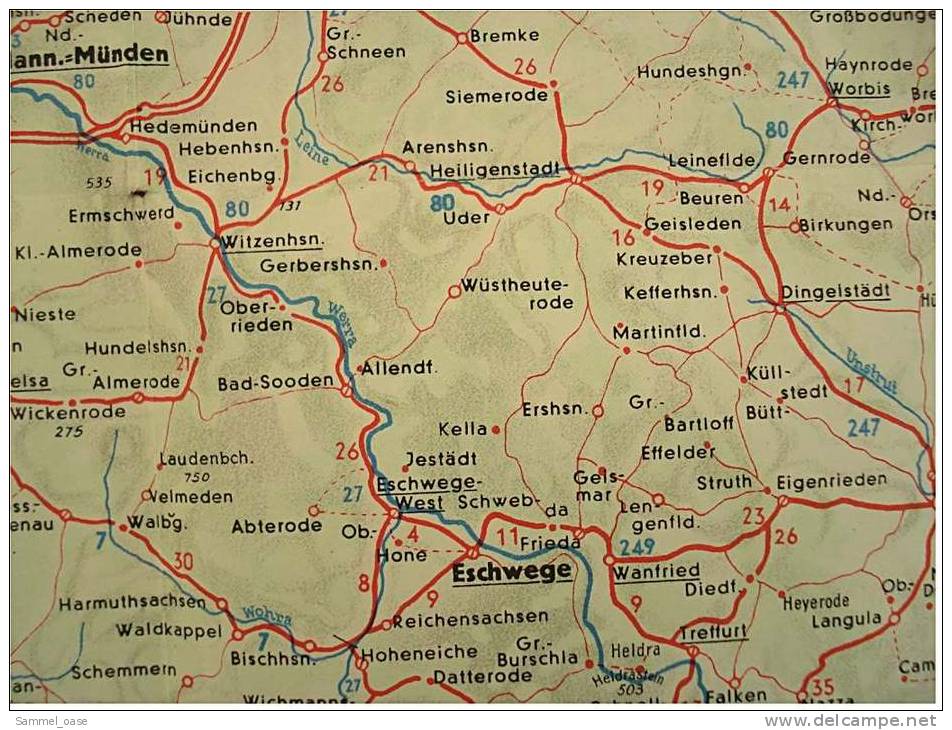 Ca.1938  Shell Straßenkarte Nr. 11 Thüringen / Mitteldeutschland - Strassenkarten