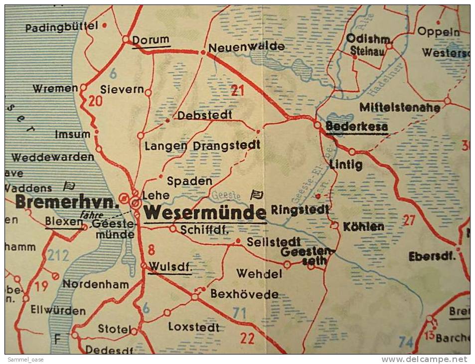 Ca.1938  Shell Straßenkarte Nr.1 Hamburg / Schleswig-Holstein - Strassenkarten