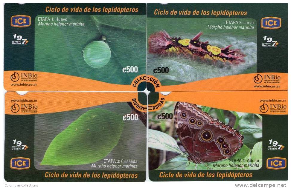 Lote TTE64, Costa Rica, Tarjeta Telefonica, Phone Card, Puzzle, Insectos, Larvas De Lepidopteros, Not Perfect Card - Costa Rica