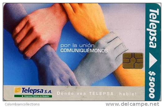 Lote TT177, Colombia, Tarjeta Telefonica, Phone Card, Telepsa, Manos, 1.000, Mint - Kolumbien