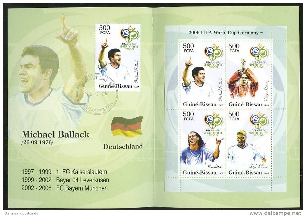 Football Allemagne 2006 Coupe Du Monde Carnet Michael Ballack Guinée Bissau Soccer Germany 2006 W. Cup Bkl Guinea Bissau - 2006 – Alemania