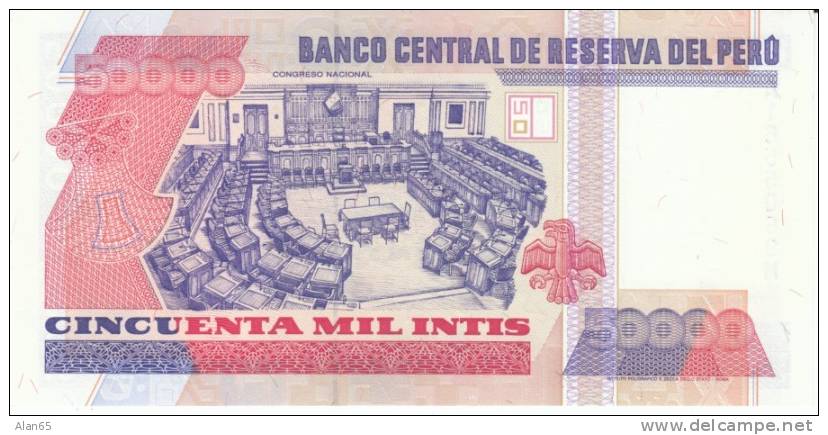 Peru #142, 50000 Intis, 1988 Banknote Currency - Peru