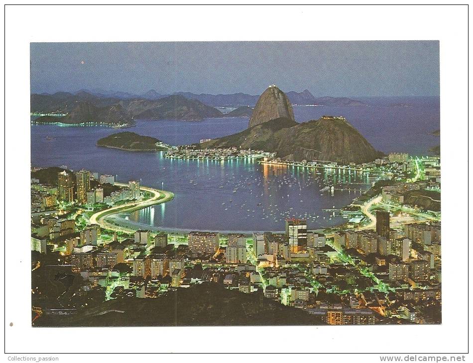 Cp, Brésil, Rio De Janeiro, Vista Noturna, Enseada Do Botafogo E Pao De Açucar - Rio De Janeiro